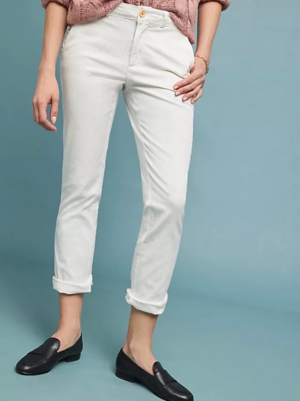 Chino Anthropologie Crisp Cotton Business Casual Crisp White High Rise Trouser